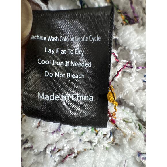 POL Distressed Confetti Knit Hooded Pullover Sweater Cottagecore Boho Chunky M - Picture 10 of 14